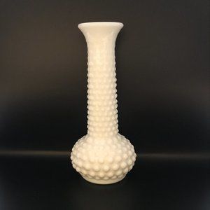 Vtg E. O. Brody Hobnail Pattern, White Milk Glass, Vase